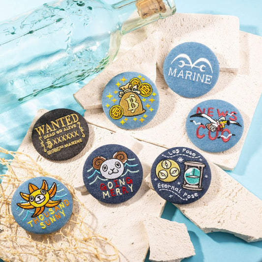 Denim Embroidered Can Badges