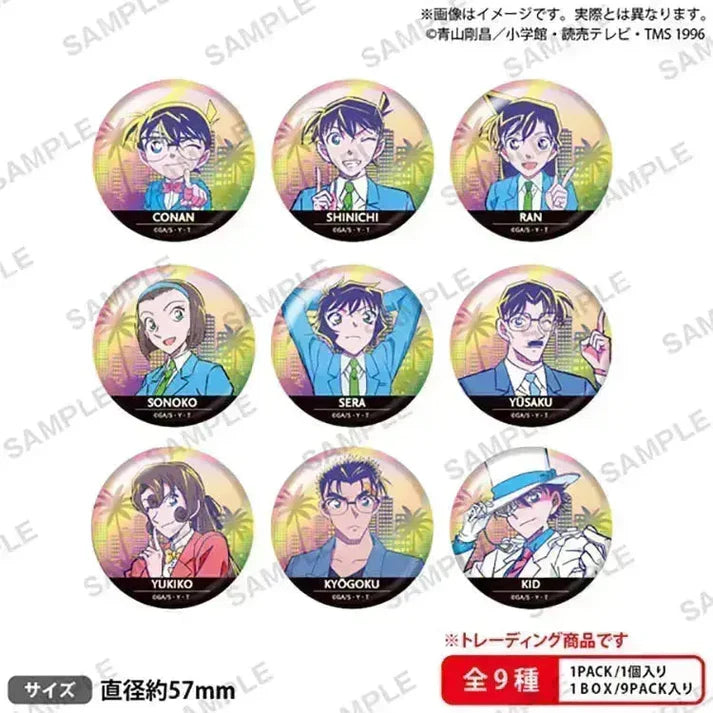 Detective Conan Anime Merch - Trading Hologram Tin Badge City Pop Ver. vol.2 (1 Random)
