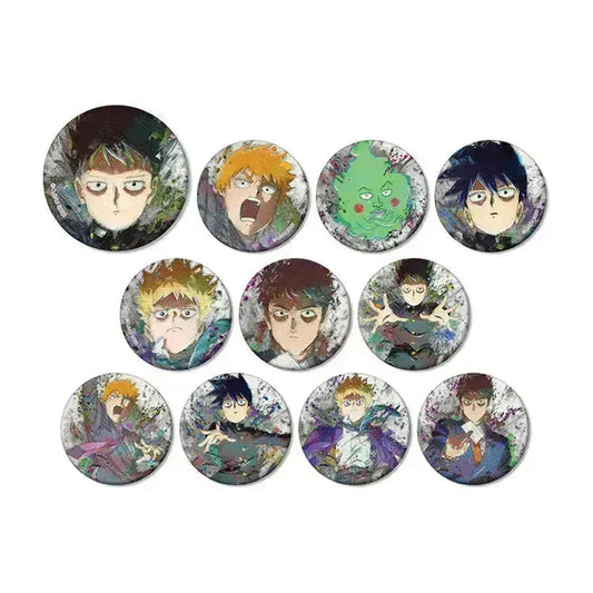 Mob Psycho 100 III - Anime Merch - Trading grunge CANVAS Matte Tin Badge