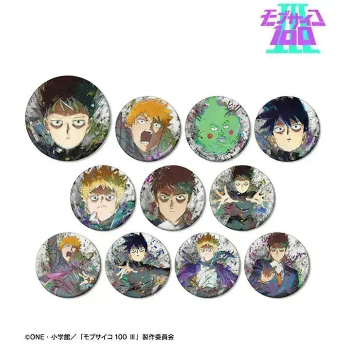 Mob Psycho 100 III - Anime Merch - Trading grunge CANVAS Matte Tin Badge Set